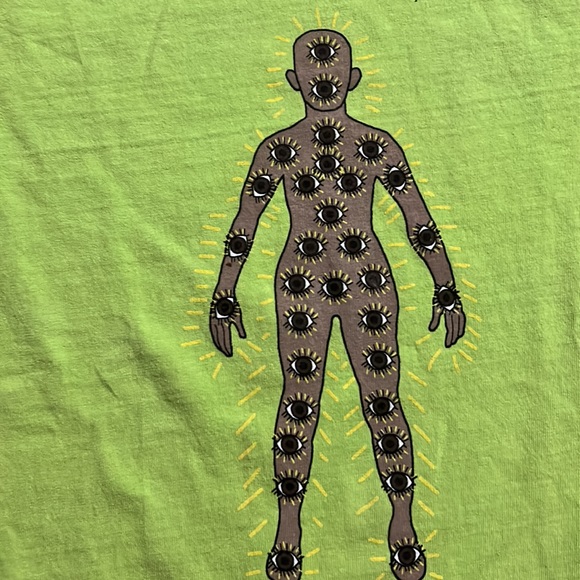 Everybody.World green long sleeve tee ‘S’ eye covered man graphic - Picture 7 of 8